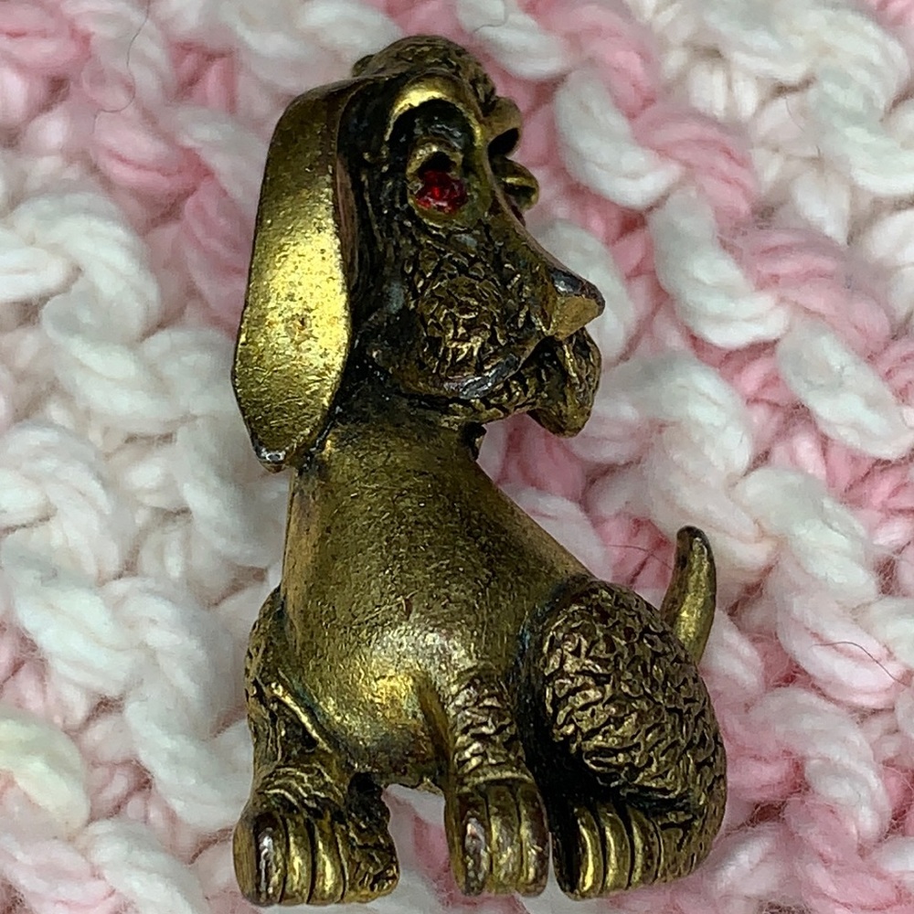 Vintage-“Hound Dog”-Pin - 1 1-2”-Bronze Gold Metal-